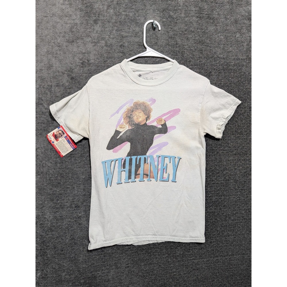 Whitney Houston Graphic T-Shirt Small Mint Green 80s Style Portrait Cotton